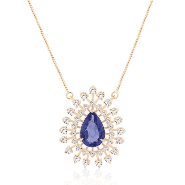 Navy blue crystal drop necklace