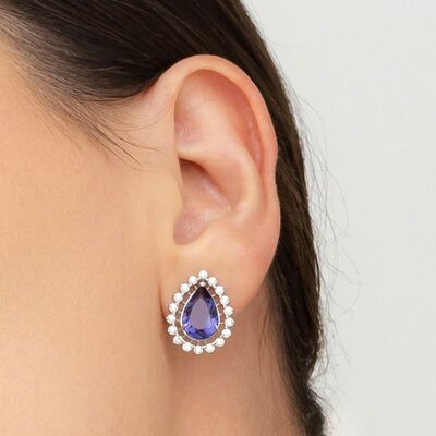 Navy Blue Drop Earrings