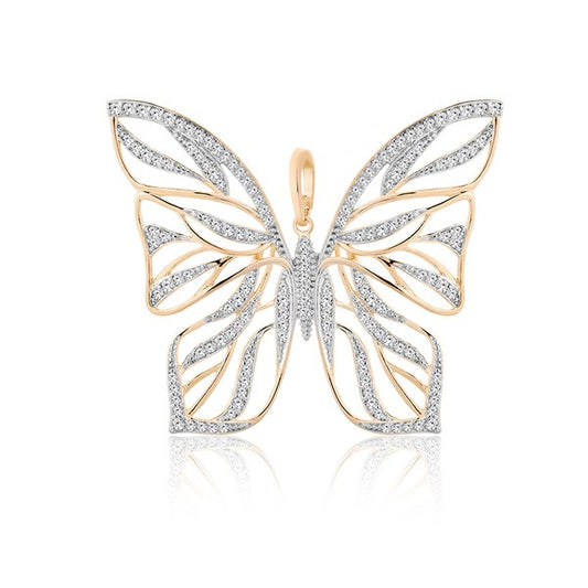 Awakening Butterfly Pendant White Rhodium Plated