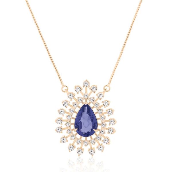 Navy blue crystal drop necklace