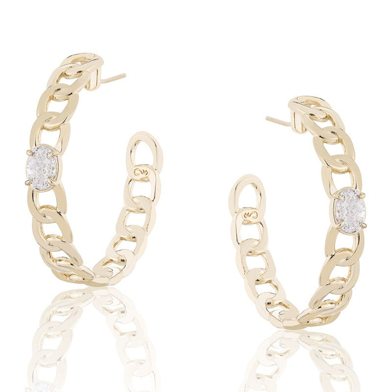 Link Diamond Hoop Earring