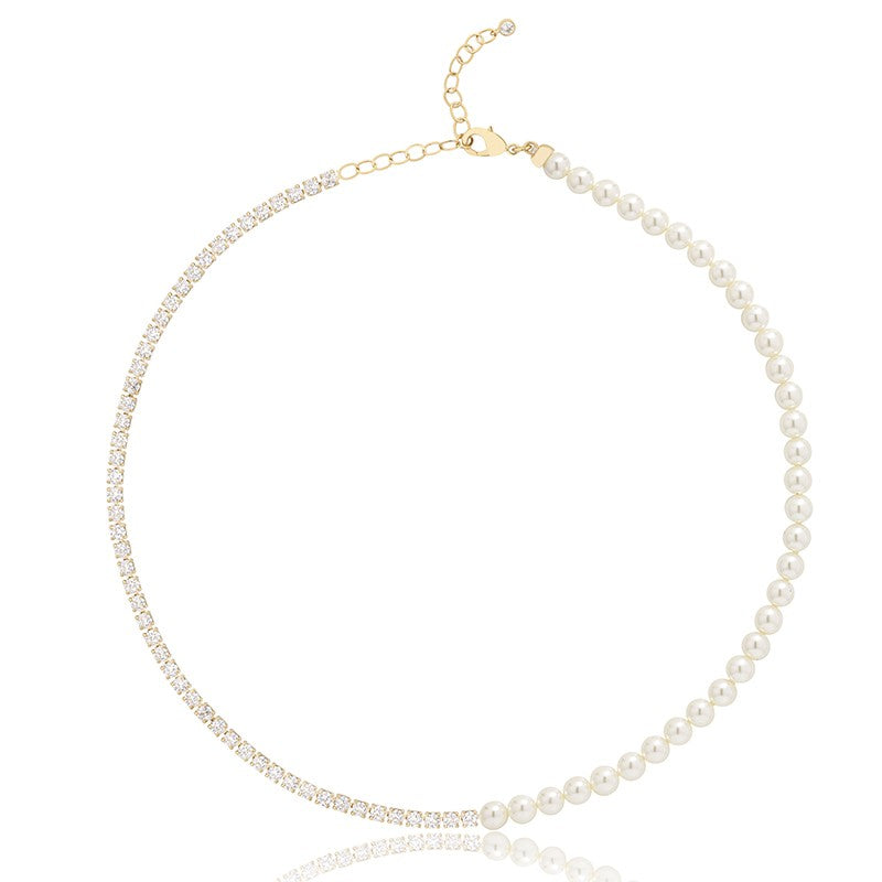 Asymmetrical Pearl Tennis Choker