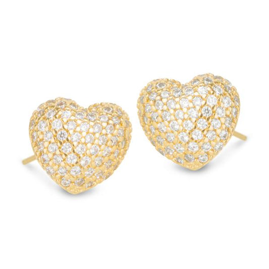 Paved Heart Earring White Rhodium