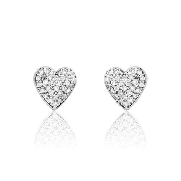 Heart Earrings White Rhodium Plated