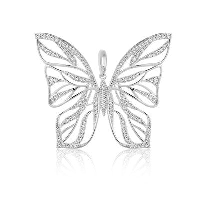 Awakening Butterfly Pendant White Rhodium Plated