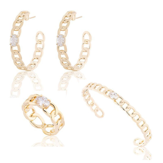 Link Diamond Open Bangle